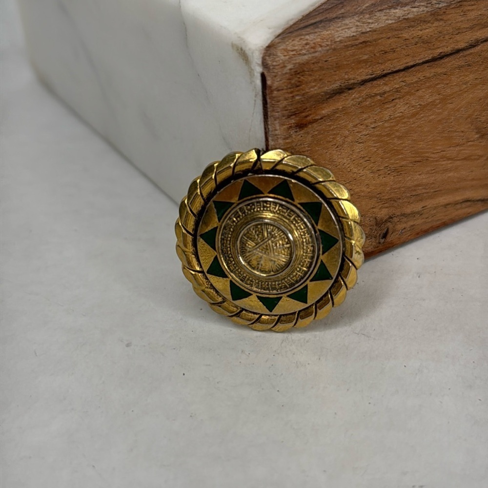Vintage Gold and Green Freirch Insignia Brooch lot B41